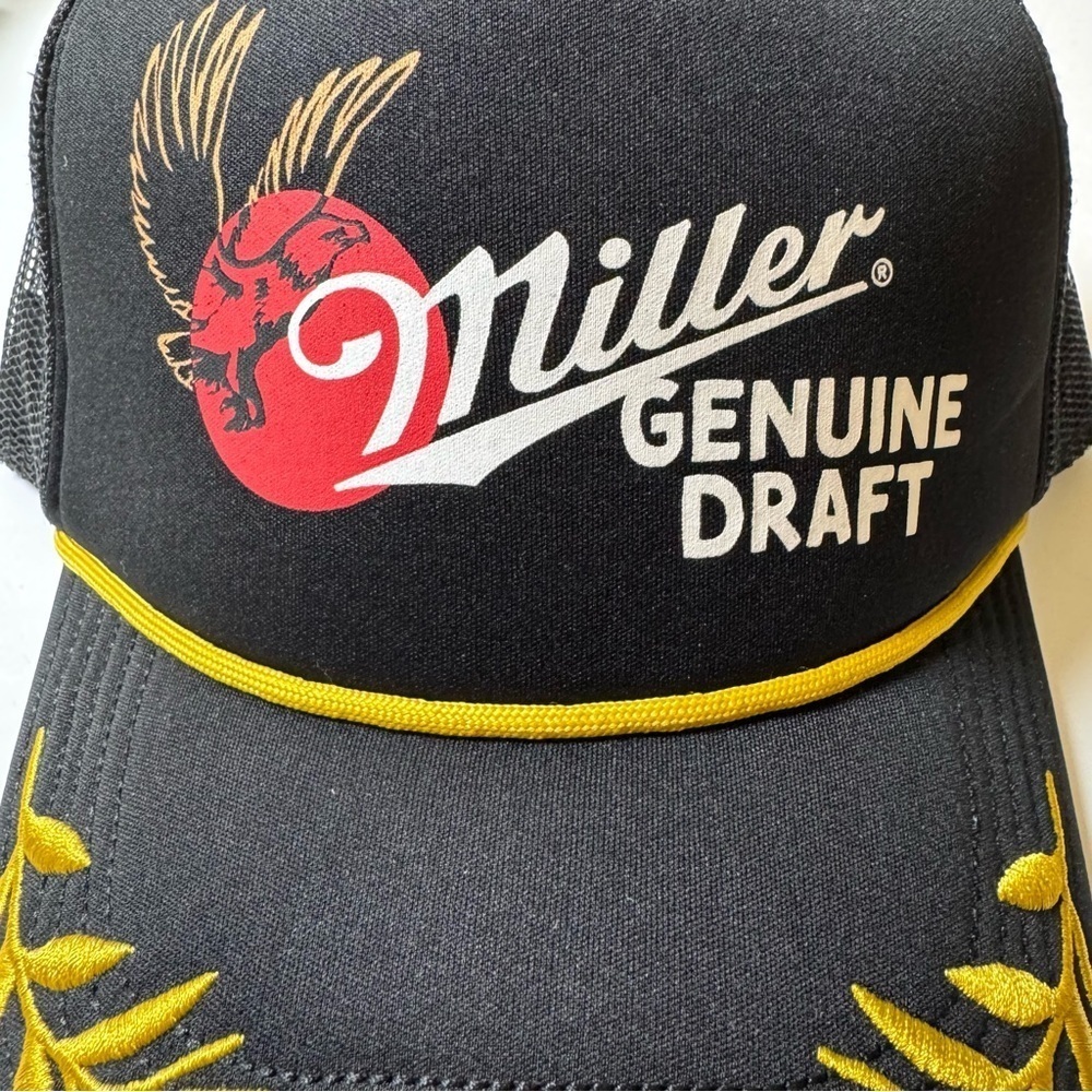 Miller Genuine Draft Leaves Men's Snapback Sport Hat, Black - Picture 5 of 9